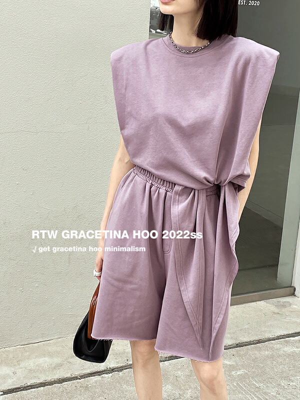 [gracetina Hoo] design sense Terry sweater Shorts Set (irregular side knot) tz638\cqw