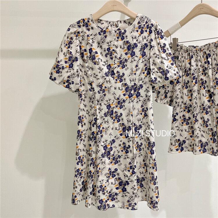 [m.zi studio] elegant floral round neck dress 16102\hbx