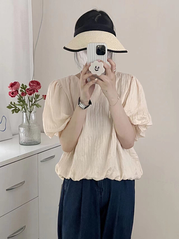 【 Susan 】 bubble sleeves look thin and versatile shirt 18363\lsw