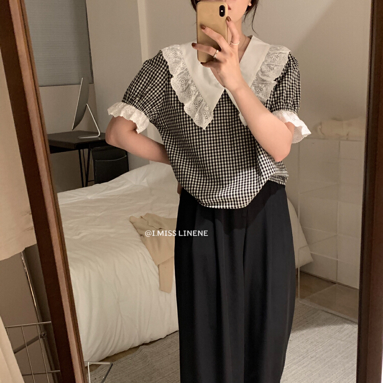 [Imiss] Korean thin plaid shirt cx6306\lsw
