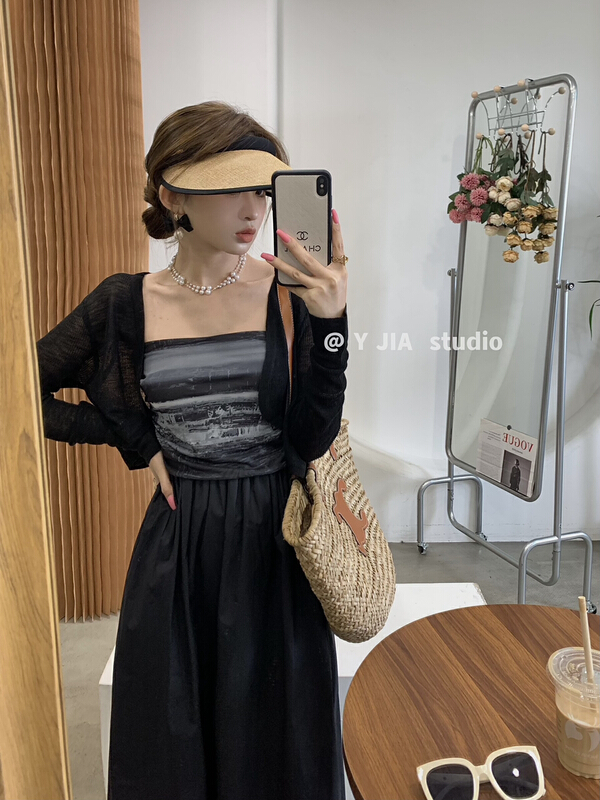 [y.jia EJA] knitted sunscreen temperament bra skirt suit 9532\pcz