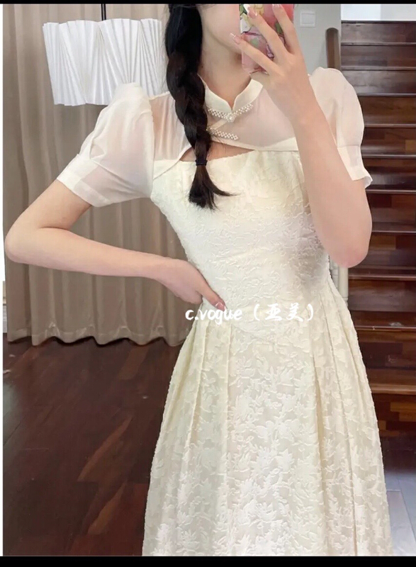 [c.vogue] retro style waist dress 3838\pcz