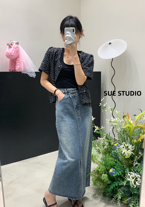 【SUE STUDIO】不規則時尚開衩牛仔裙  8315#  ZJY