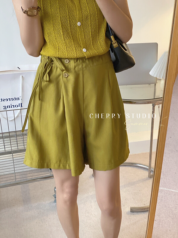 [cherry studio] Korean commuter side lace up casual shorts 5250\hbx