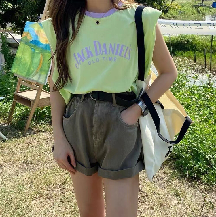【E】 Letter printed tank top / sling 030\xyy