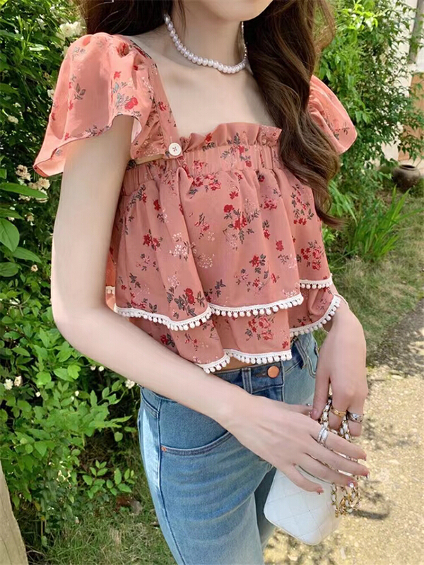 [Danling] floral suspender fashion vest / suspender (with detachable suspender) 1169\pcz