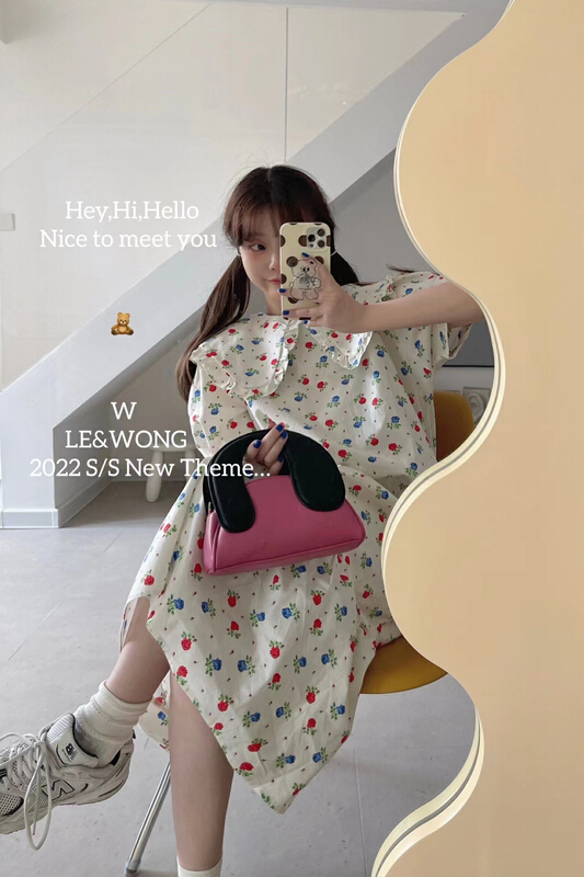 [le&wong] sweet girl floral baby collar dress dress dress 8948