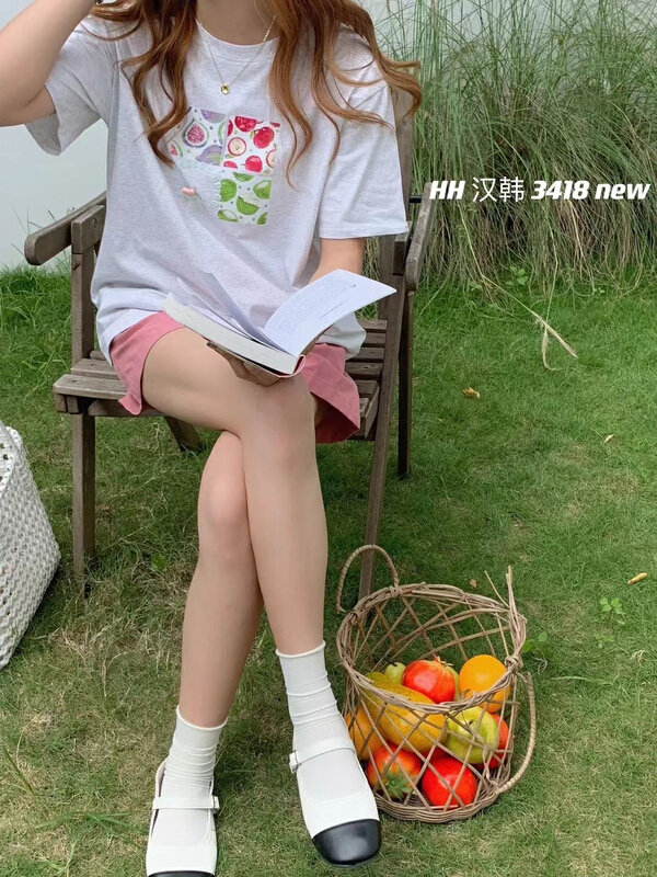 [HH &miss Lai] versatile loose short sleeve T-shirt 3418\l