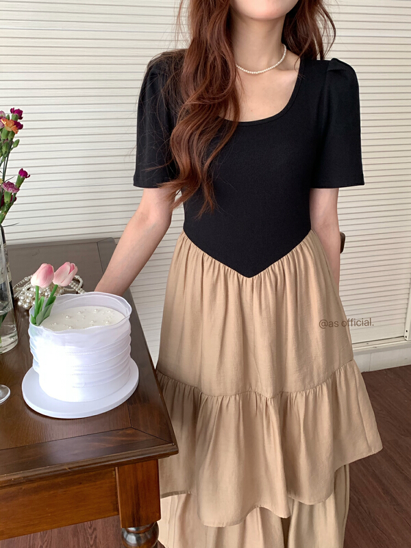 [as] temperament color matching fashion dress 6576\hjy