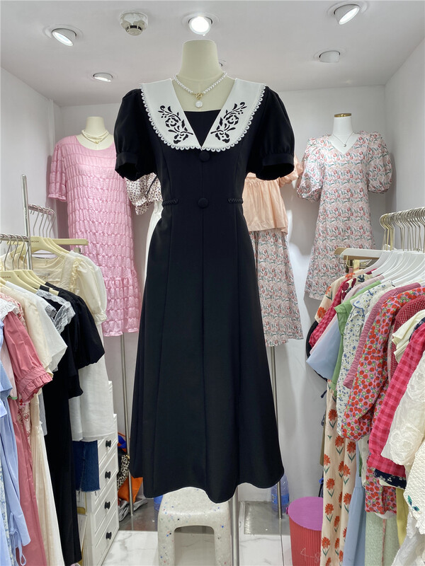 [Mimosa] elegant embroidered collar dress 1308\hjy