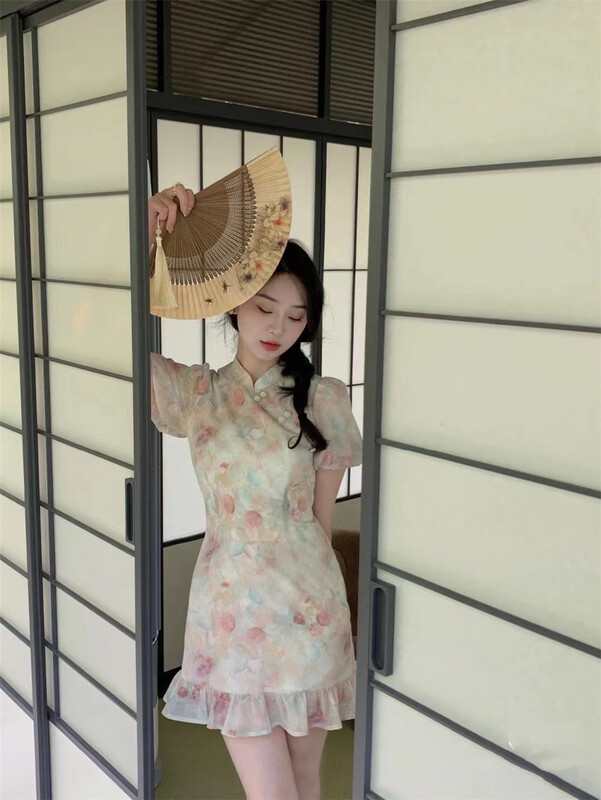 [see you] sweet standing collar lady embroidery dress 31002\pcz