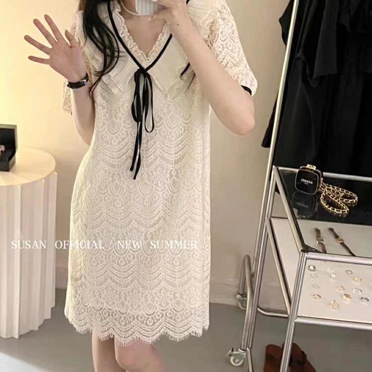 【 Susan 】 strap contrast color fresh and sweet dress z1201\lsw