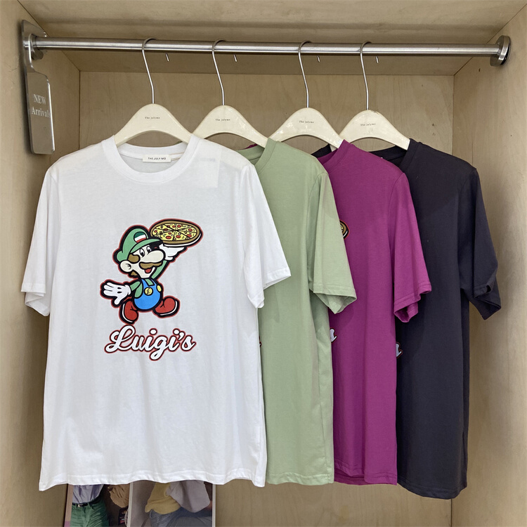 [the end of July] cartoon printed round neck versatile short sleeve T-shirt 5608\hbx