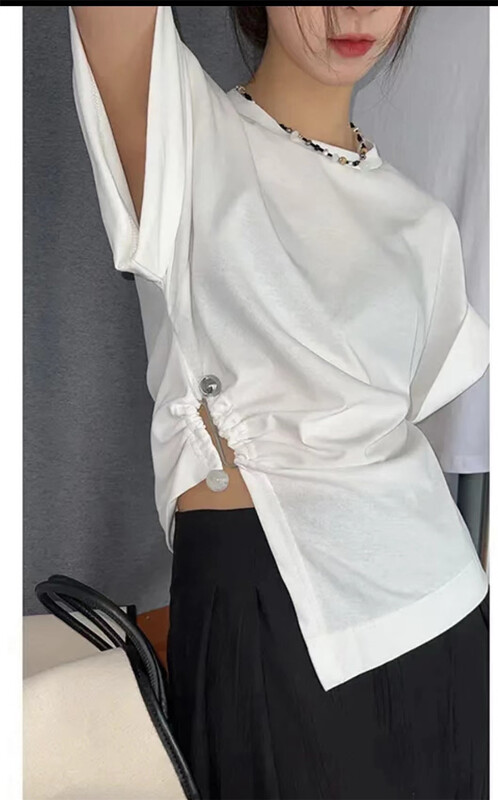 [1to3] round neck fashion retro thin short sleeve T-shirt (excluding necklace) 8113\lsw
