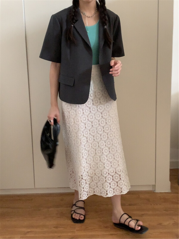 【 bluepops 】 lace hook flower mini skirt a2430\zxl