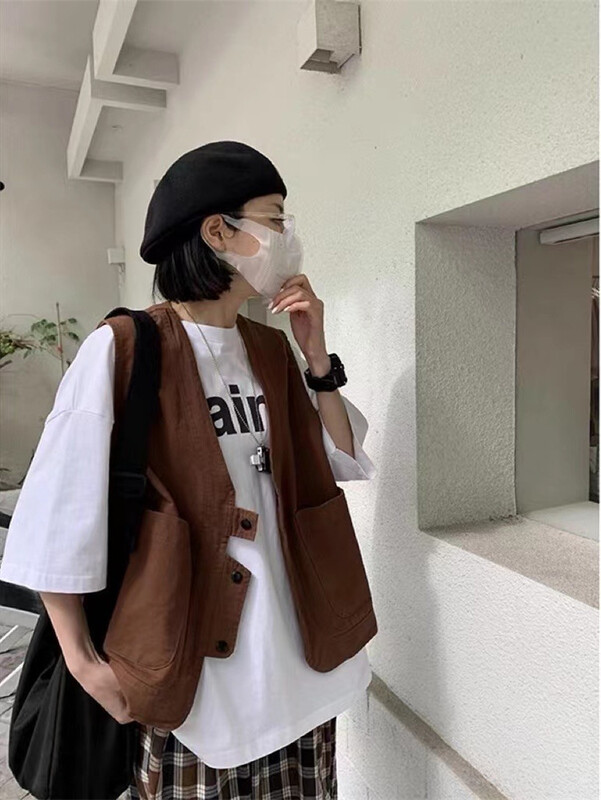 [hua+] solid color simple and versatile vest 7276\lsw