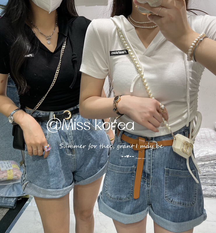 [Miss Korea] Korean stripe versatile short sleeve T-shirt 6907\hbx