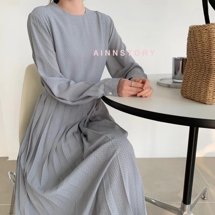 Original price 66.55! New year in early spring! [ainnstory] loose fit pleated lace up dress 688\hbx