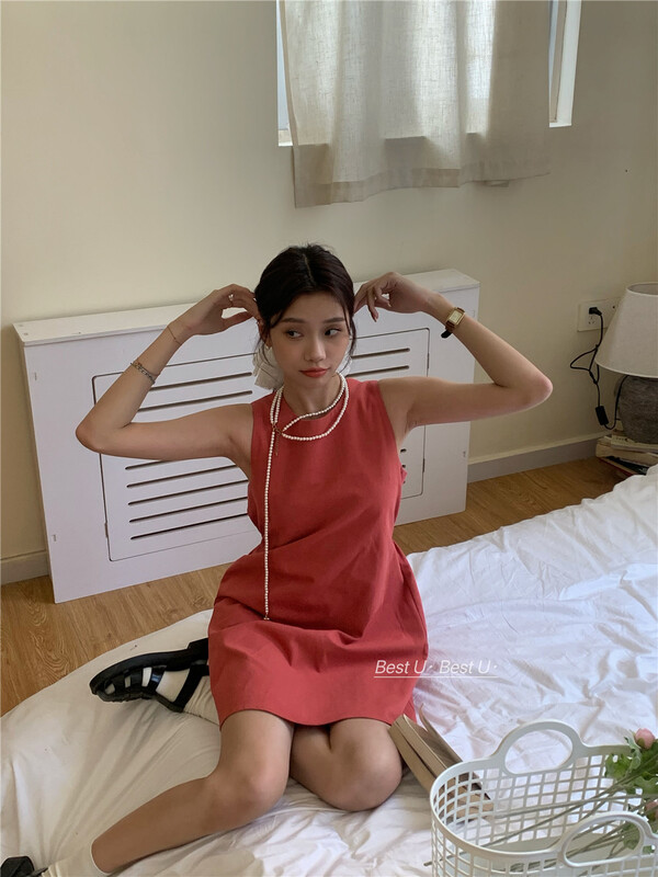 [best u] sleeveless simple lady dress (excluding interior) 55969\lsw
