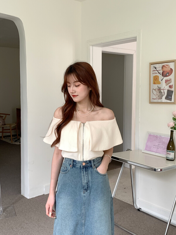[as] design sense one line shoulder thin shirt 2235\hjy