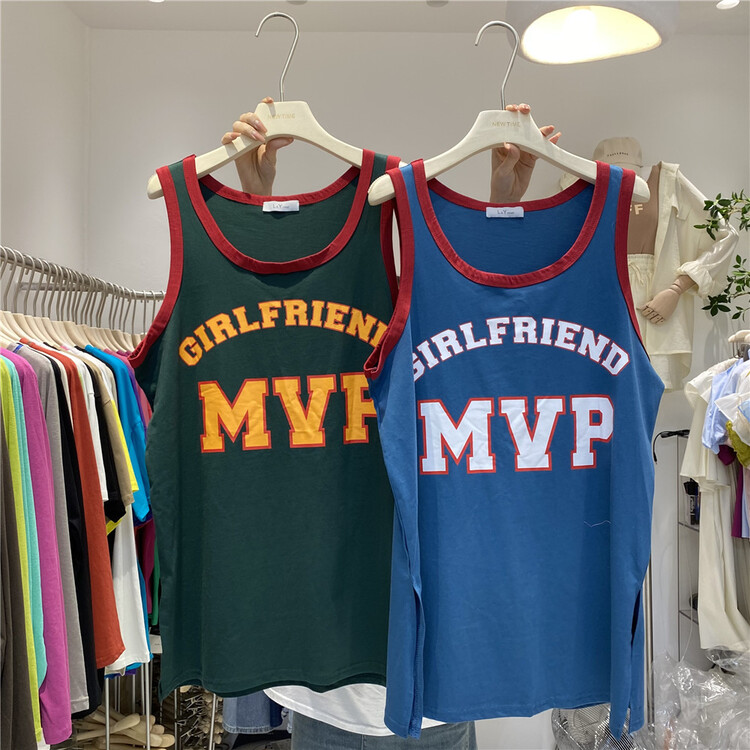[new time /l&y home] casual simple round neck lettered vest / sling 31828\xyy