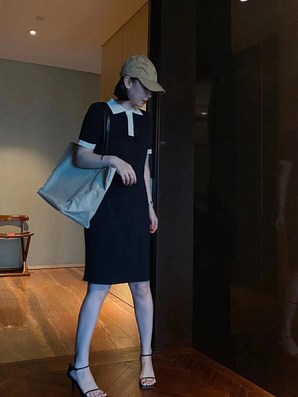 [cottoncandy] simple temperament Polo neck knitted dress 22fsz019\cqw