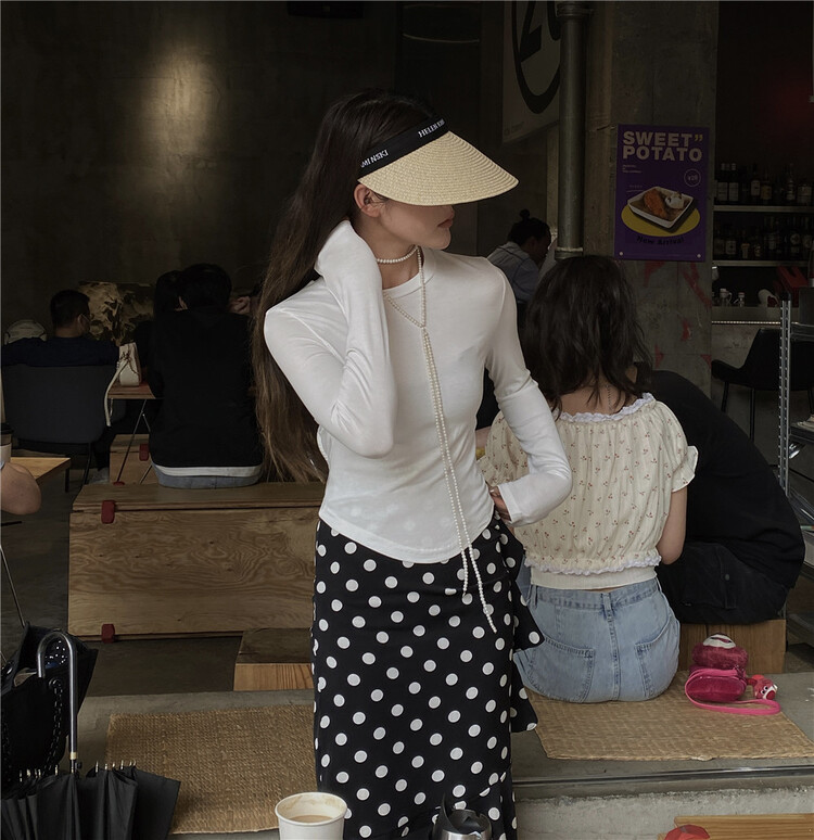 [semi plain] solid color careful machine backless slim fitting short long sleeve T-shirt z059\zsy