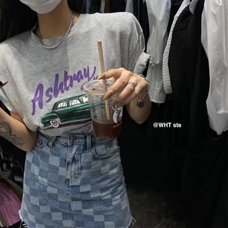 [East room] simple letters auto print short sleeve T-shirt 11-18\wtt