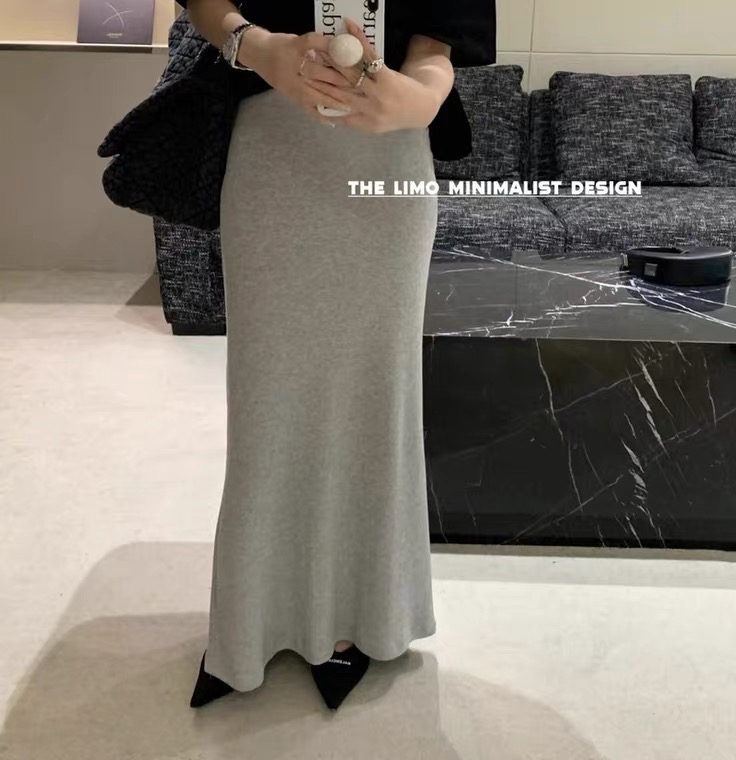 [77.shop] cotton elastic waist clean color versatile skirt 9210\wtt