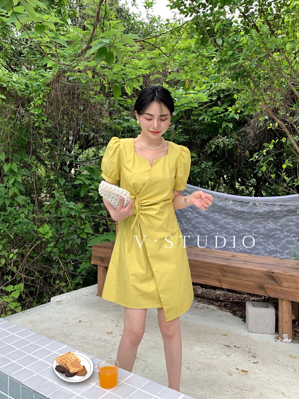 [v.] V-neck irregular minority dress 6655\ll