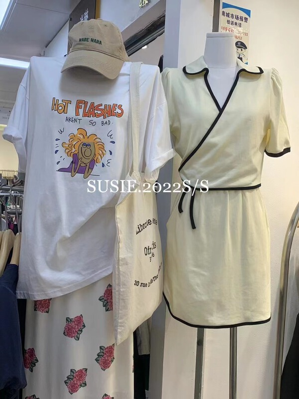 [Susie] funny cartoon printed loose short sleeve T-shirt 8802\zjy