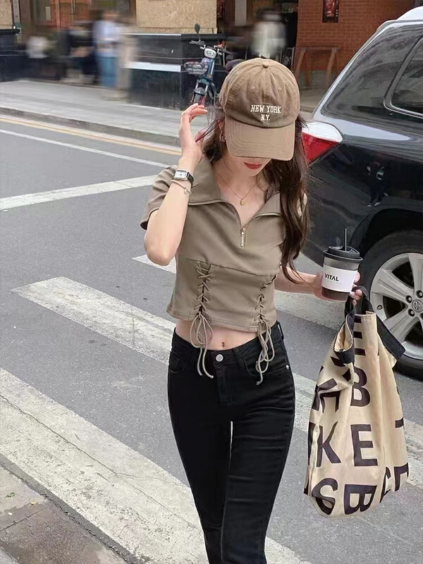 [top] casual polo collar short sleeve T-shirt 9079\zjy