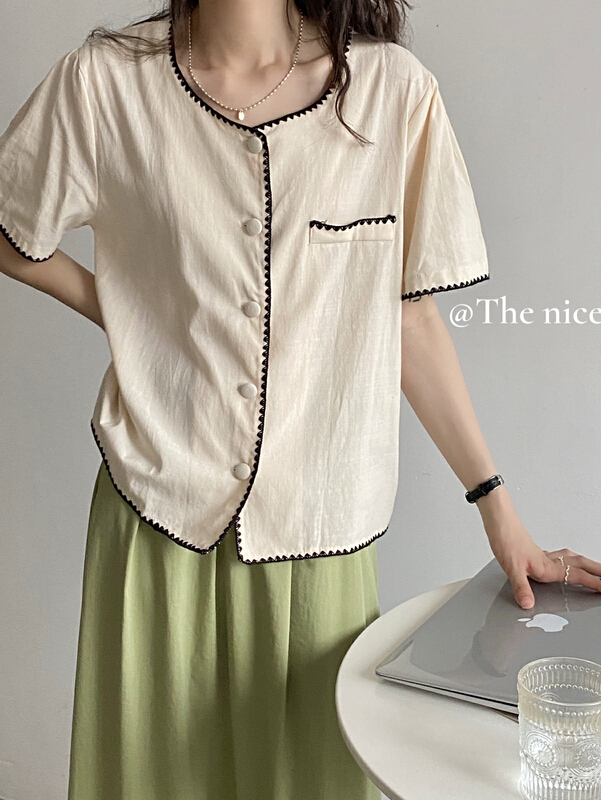 [the nice] small fragrant wind woven stripe button up shirt in the same color a9236\hjy