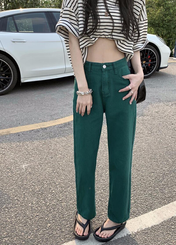 [ten] Han ins versatile slim high waist straight jeans 99933\wpl