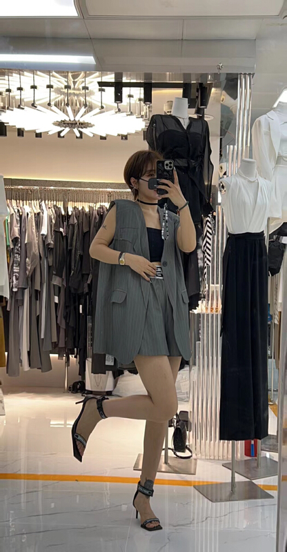 [semi plain] suit striped vest + casual trend shorts suit s035\zjy
