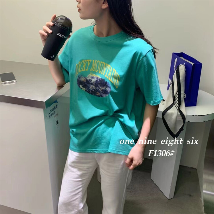 [1986] Korean versatile casual trend short sleeve T-shirt 1306\xyy