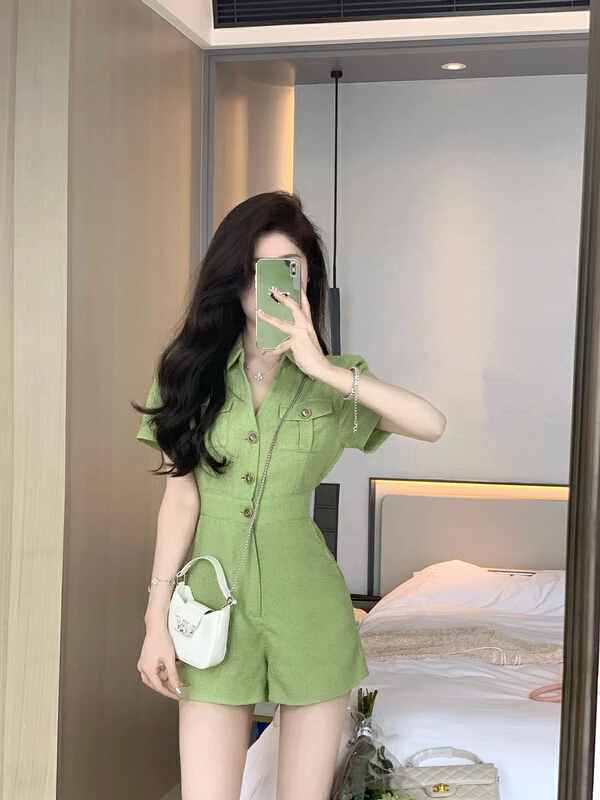 [by] green polo neck slim fit Jumpsuit 7278\cl