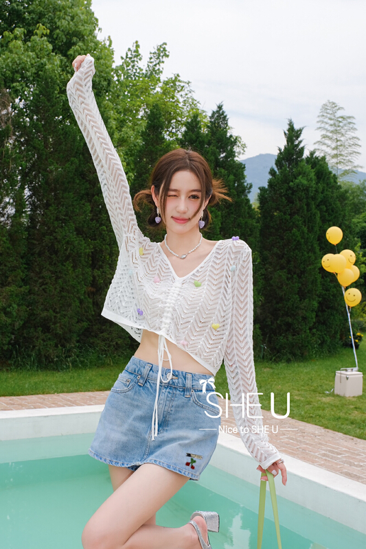[she u] pure hollow out love sunscreen sweater (with three-dimensional love (non removable)) c50315\jhy