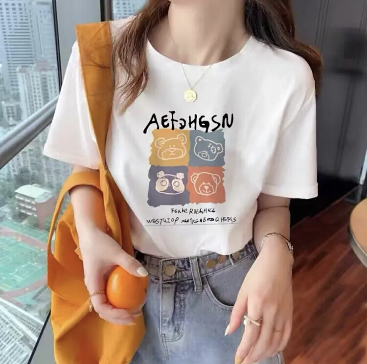 [miss Xixi] loose design fashion printed short sleeve T-shirt 1526\l