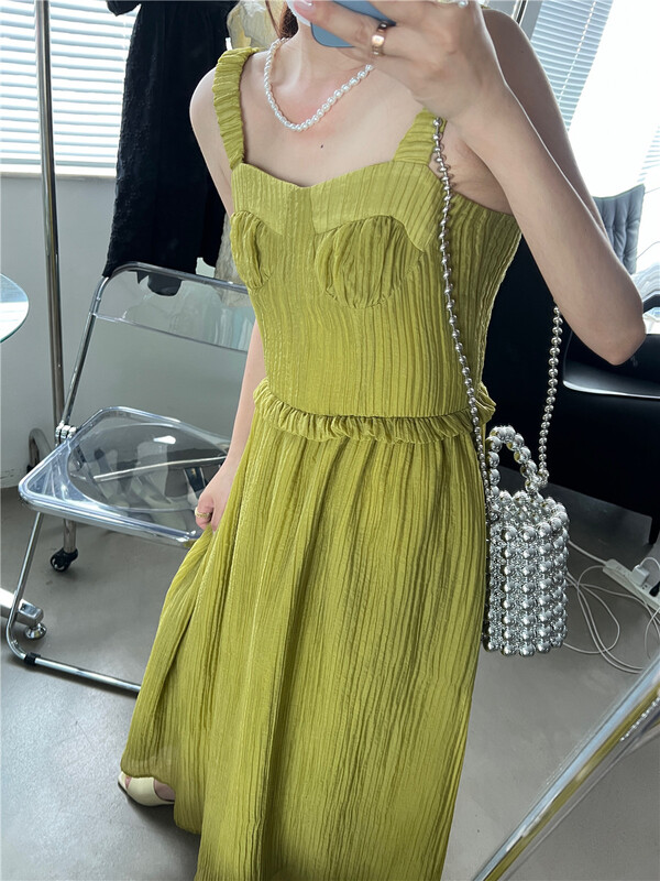In early summer! [tinamini] Korean version small woman simple suspender dress m0109\hjy