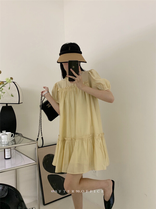 [after.90] round neck pleated lady dress (only skirts) 6767\ll