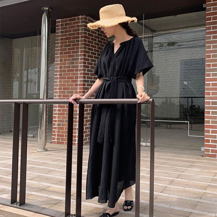 [baerman] simple lazy short sleeve dress 8533\hbx