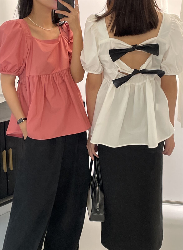[clean space] lady sweet backless bow shirt 32116\cls