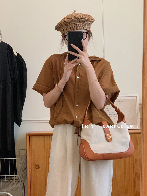 [RN] single breasted loose and comfortable Korean versatile shirt 81266\ll
