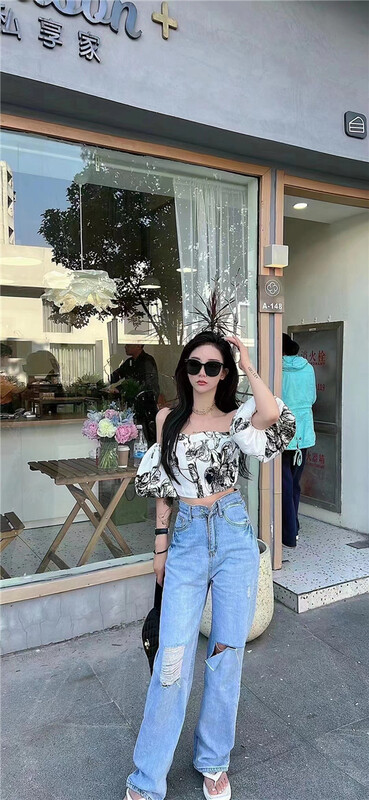 [x.xun] ink one shoulder short shirt 7087\pcz