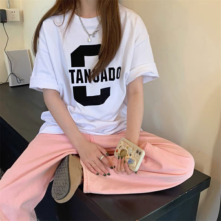 [Yingquan club] round neck versatile letter printed short sleeve T-shirt 5486\xyy