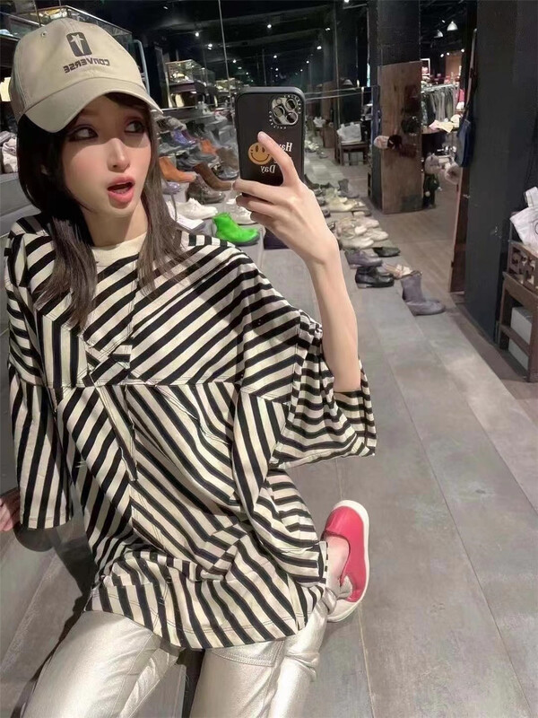 【 m.zz 】 round neck striped loose dress 9069\lsw