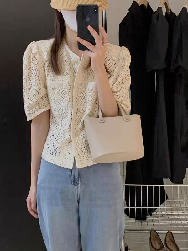[Daidai] design sense hollow out lace blouse ys4688\hbx