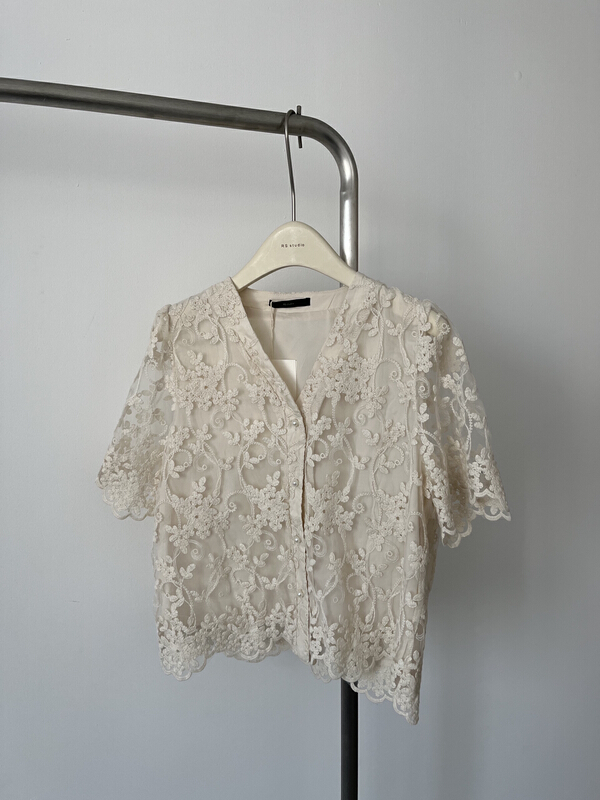 [RS] embroidered pearl button short sleeve shirt rs2189\xyy