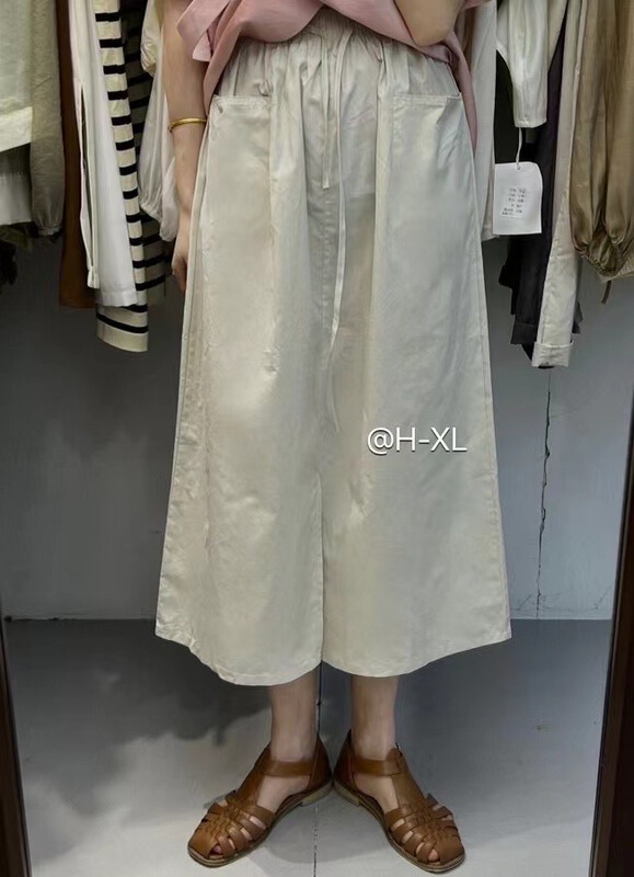 [h-xl] drawcord elastic waist comfortable skirt 3625\ll